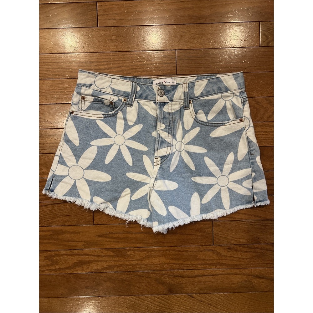 Vanilla Star Daisy Print Denim Shorts Women's Size 5 W27 Y2K Festival